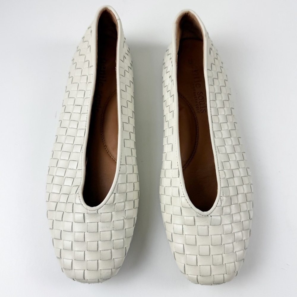 Kenneth Cole Gentle Souls Willow Woven Flats Shoes Womens 9M White Basket Weave